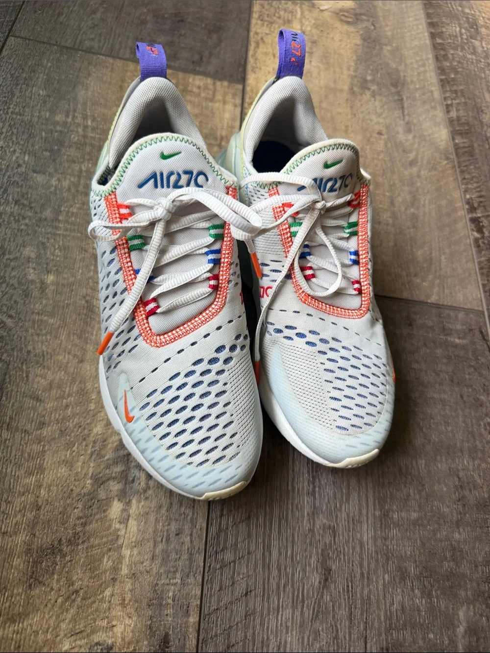 Nike Kids White Sneakers with Multicolor Accents